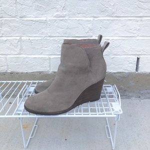 Taupe suede leather booties